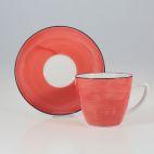 Filiżanka 350 ml ze spodkiem - 6591H Beata, Dorota (coral) - zdjęcie