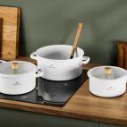 Garnek z pokrywką 24 cm - Natur Enamel / biały - zdjęcie