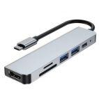 Przejściówka USB-C TECH-PROTECT V4-HUB 6IN1 - szara - zdjęcie