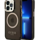 Etui do iPhone 14 Pro Guess Gold Outline MagSafe czarny - zdjęcie