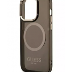 Etui do iPhone 14 Pro Guess Gold Outline MagSafe czarny - zdjęcie