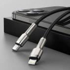 Kabel Baseus USB-C - Lightning Cafule Metal 2m czarny - zdjęcie