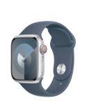 Apple Watch S9 45mm aluminium + Cellular w kolorze srebrnym z paskiem sportowym w kolorze sztormowego błękitu - S/M
